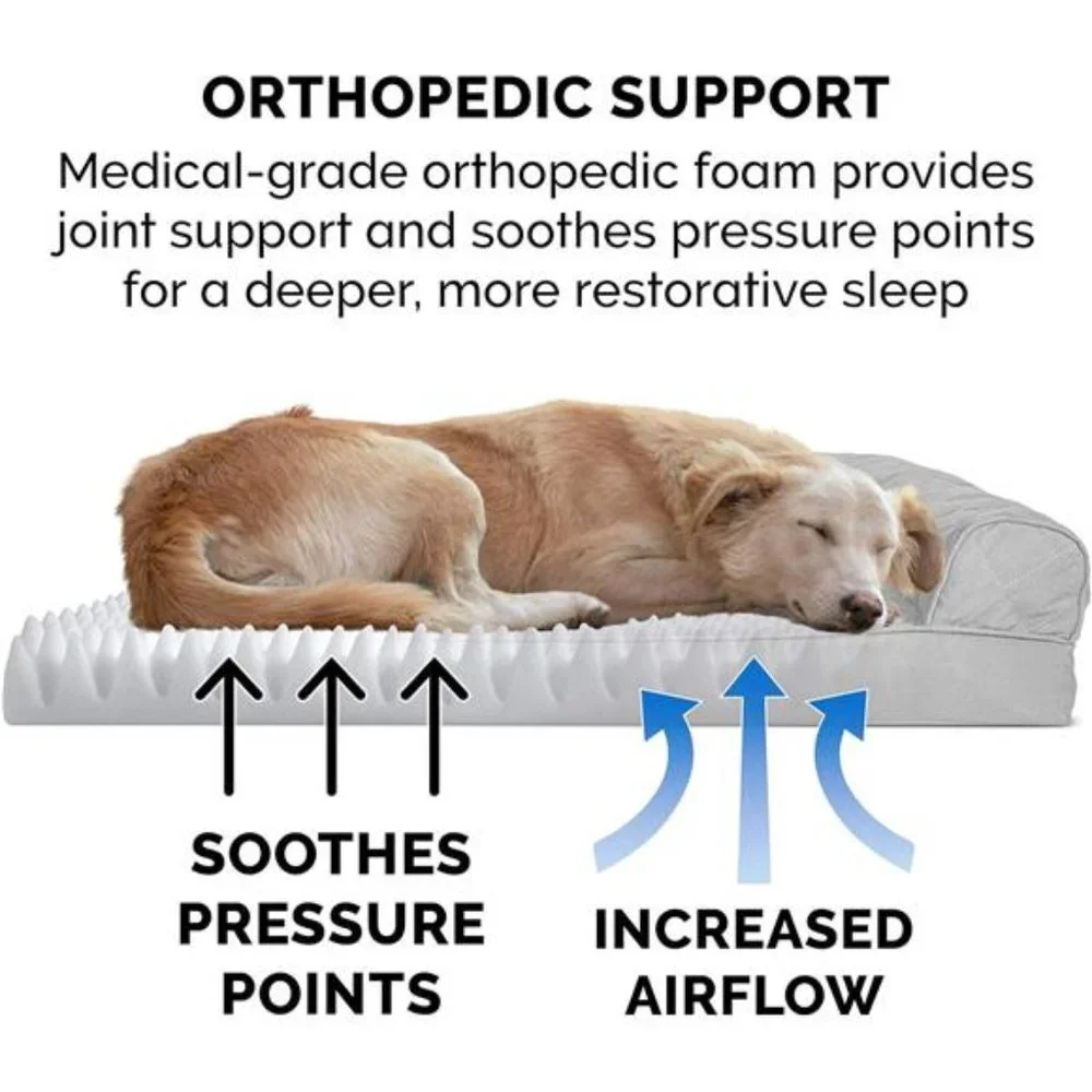 Orthopedic Dog Bed w/ Removable Bolsters & Washable Cover,  Silver Gray, Large